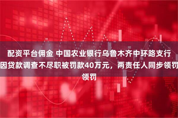 配资平台佣金 中国农业银行乌鲁木齐中环路支行因贷款调查不尽职被罚款40万元，两责任人同步领罚